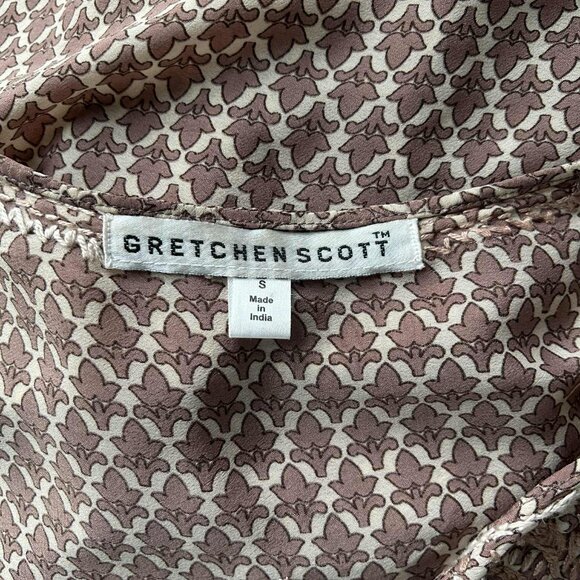 Gretchen Scott Cocoa-Ivory Embroidered Silk-Blend Tunic, Border-Print – US S - Picture 11 of 11